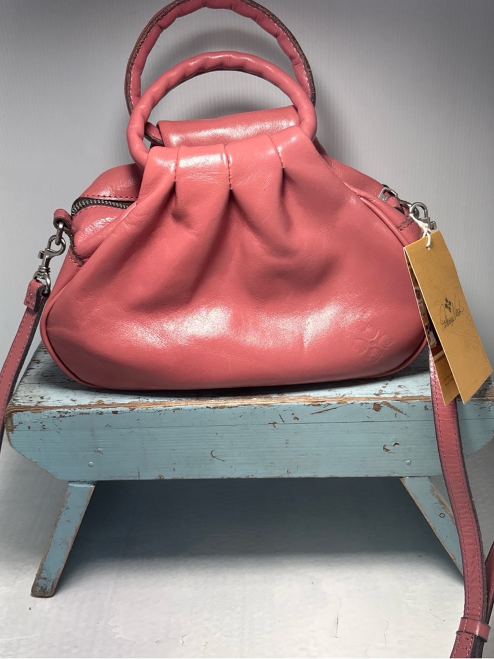Women's Mauve Leather Top- Crossbody Bag